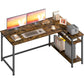 VASAGLE L-Shaped Computer Desk with Reversible Shelves Gaming Set Up, 53.1 X 31.5 X 29.9 in – Rustic Brown and Matte Black