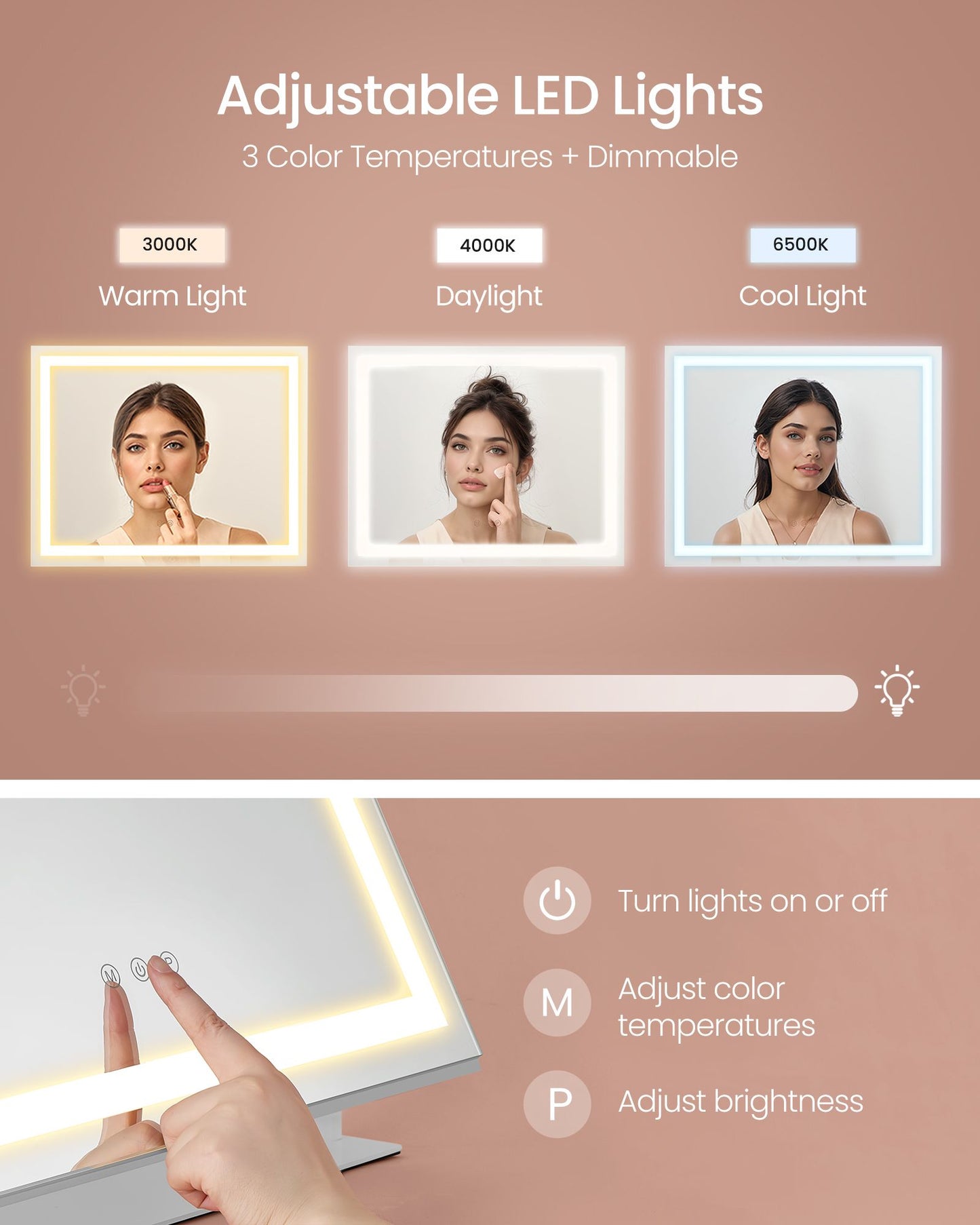 SONGMICS Vanity Makeup Mirror with Lights – Matte White | ULWM002W01V1