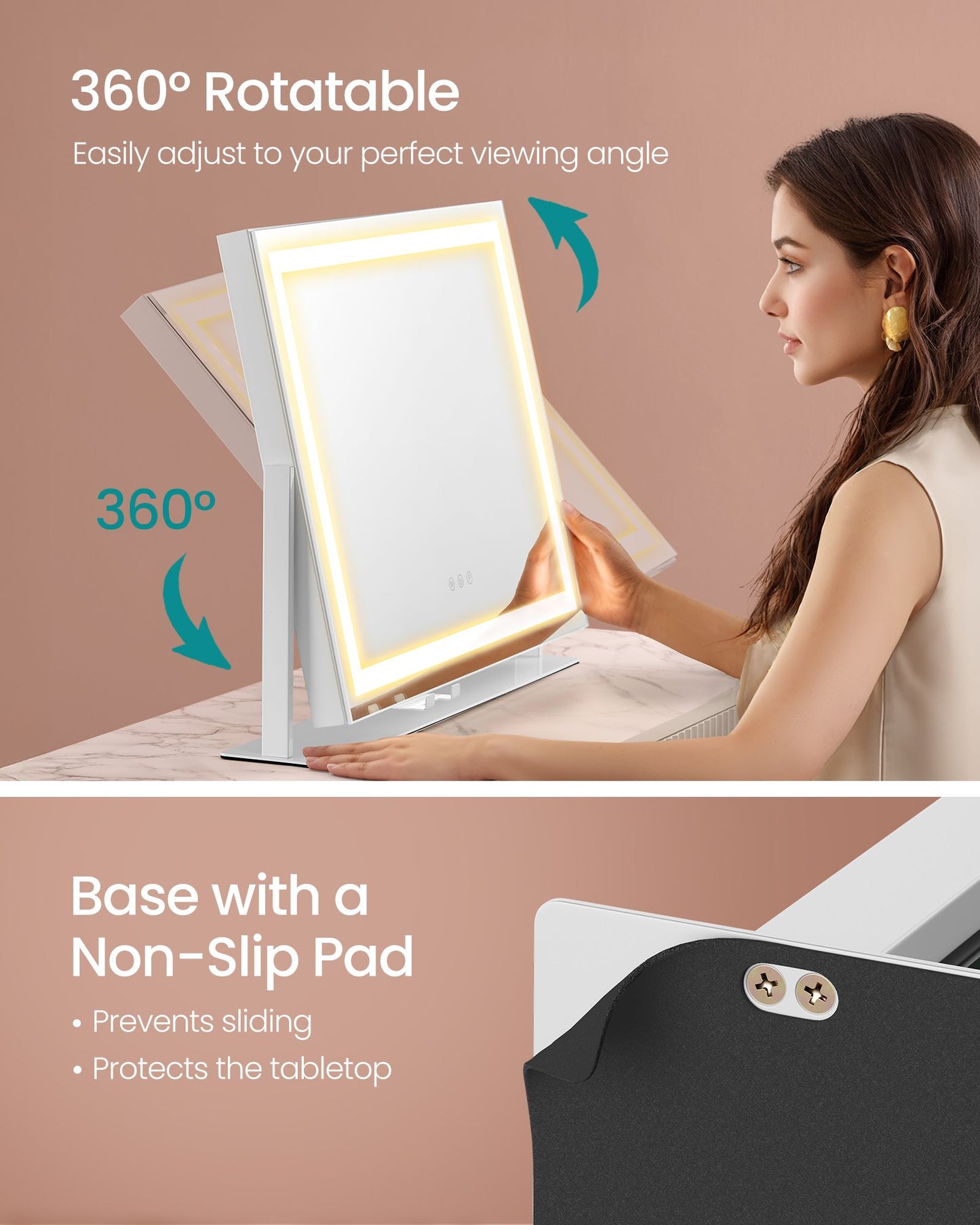 SONGMICS Vanity Makeup Mirror with Lights – Matte White | ULWM002W01V1