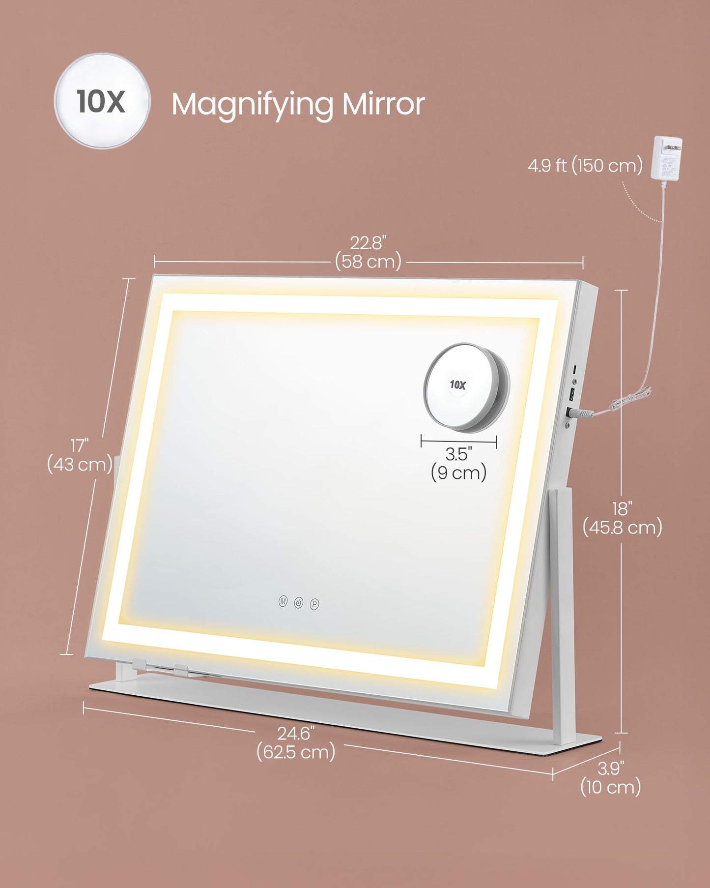 SONGMICS Vanity Makeup Mirror with Lights – Matte White | ULWM002W01V1