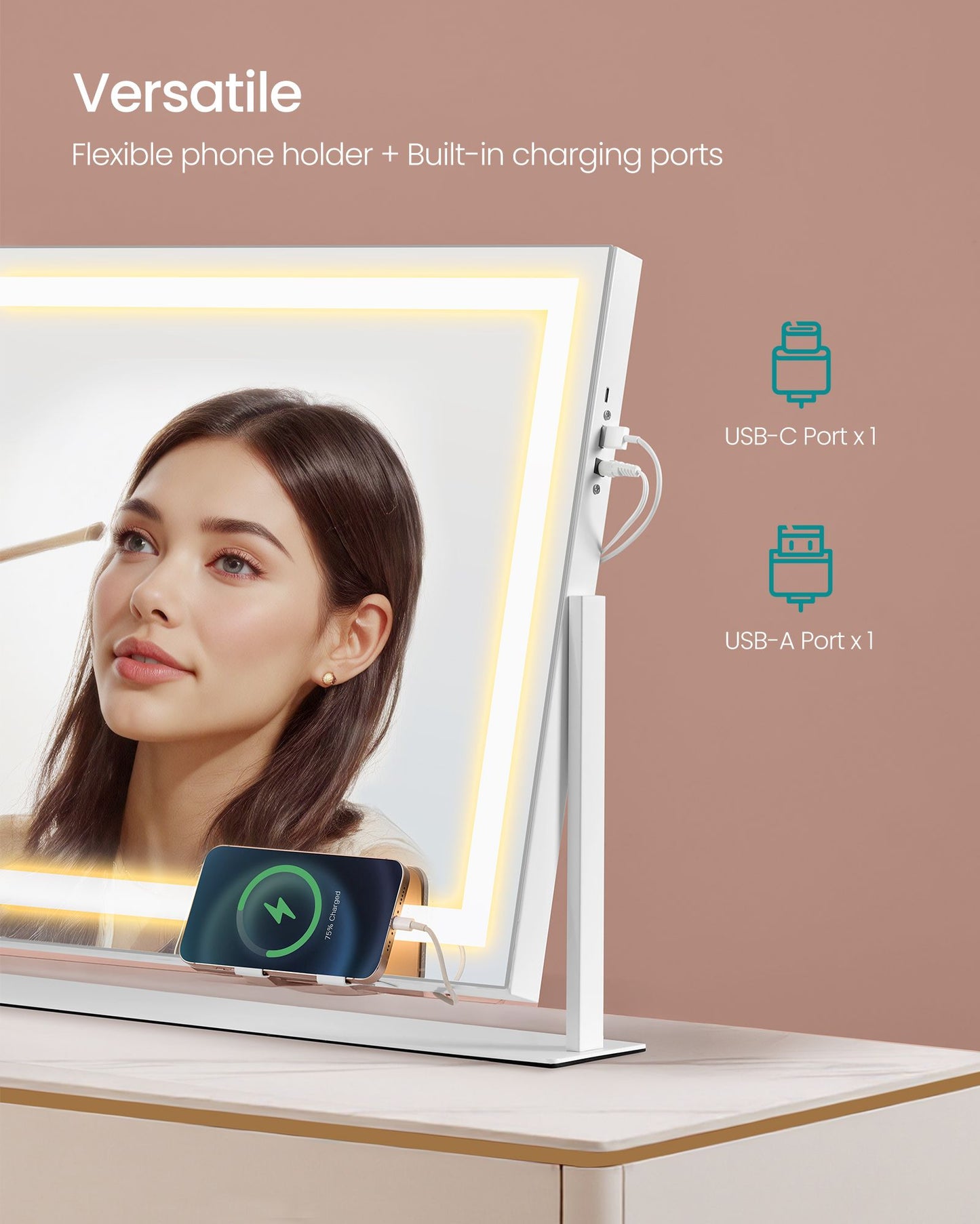 SONGMICS Vanity Makeup Mirror with Lights – Matte White | ULWM002W01V1