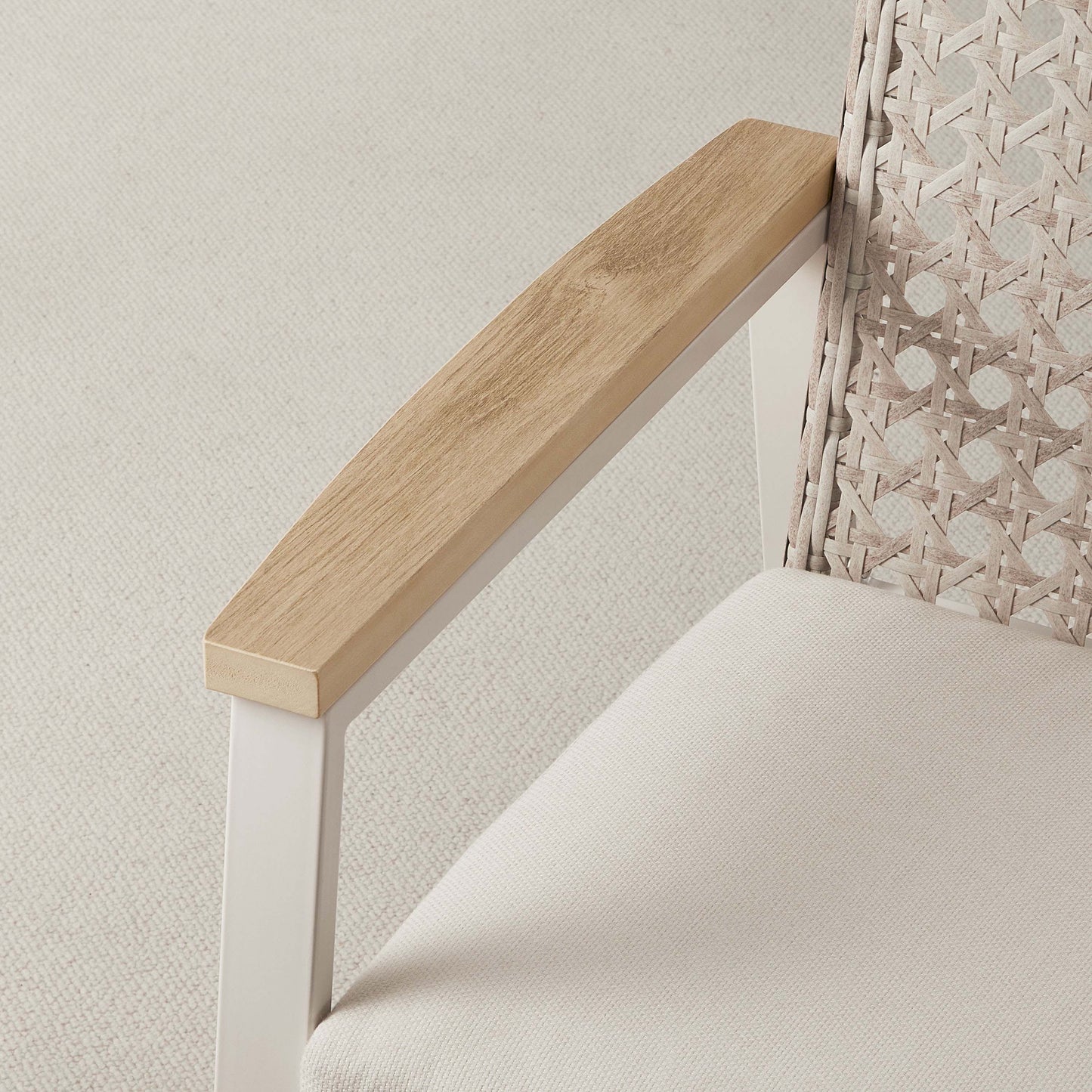 SONGMICS HOME Sencillo Outdoor Steel Rocking Chair, Bone Color – Cloud White, Light Teak