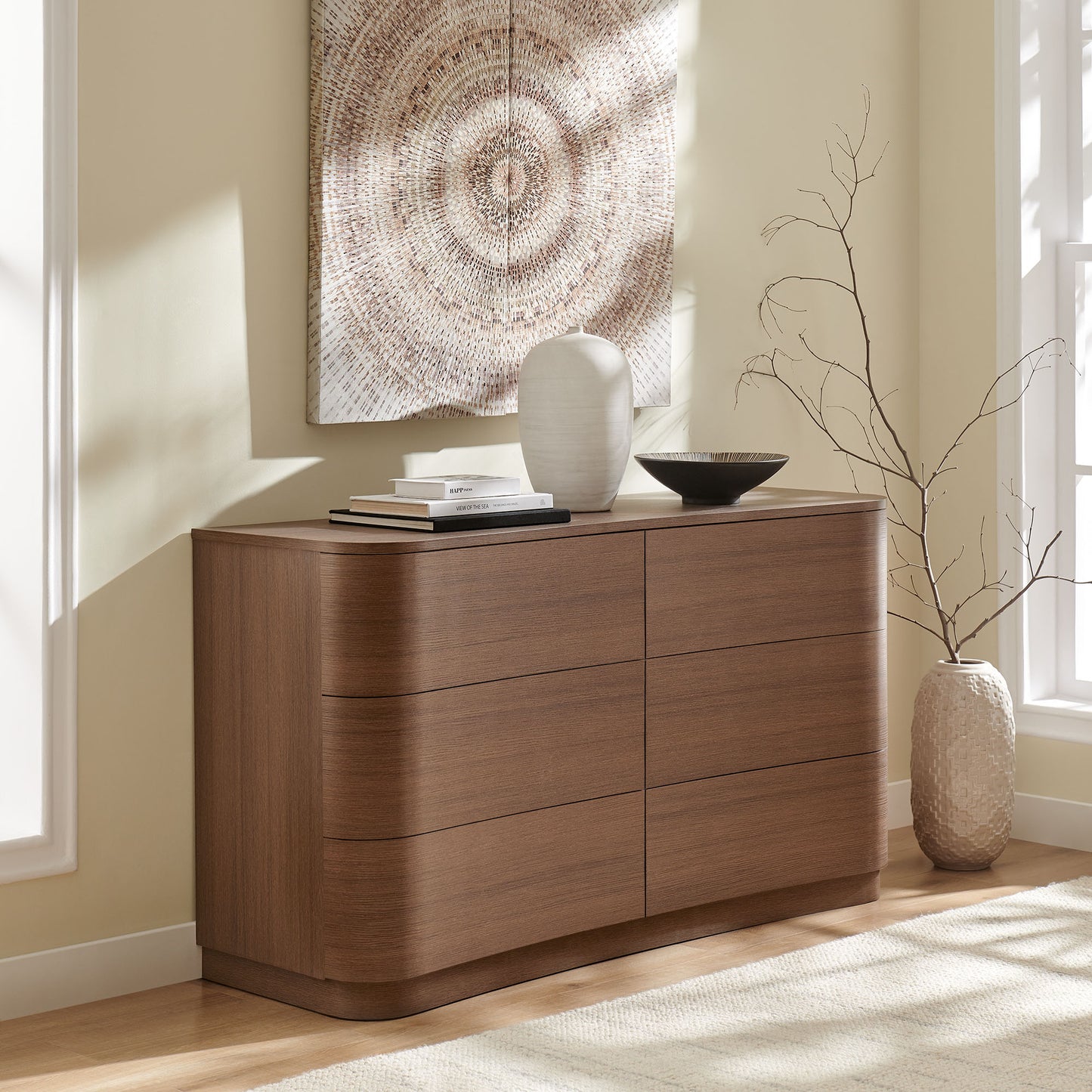 Mirae 6-Drawer Curved Dresser by Modway MOD-7229 FredCo