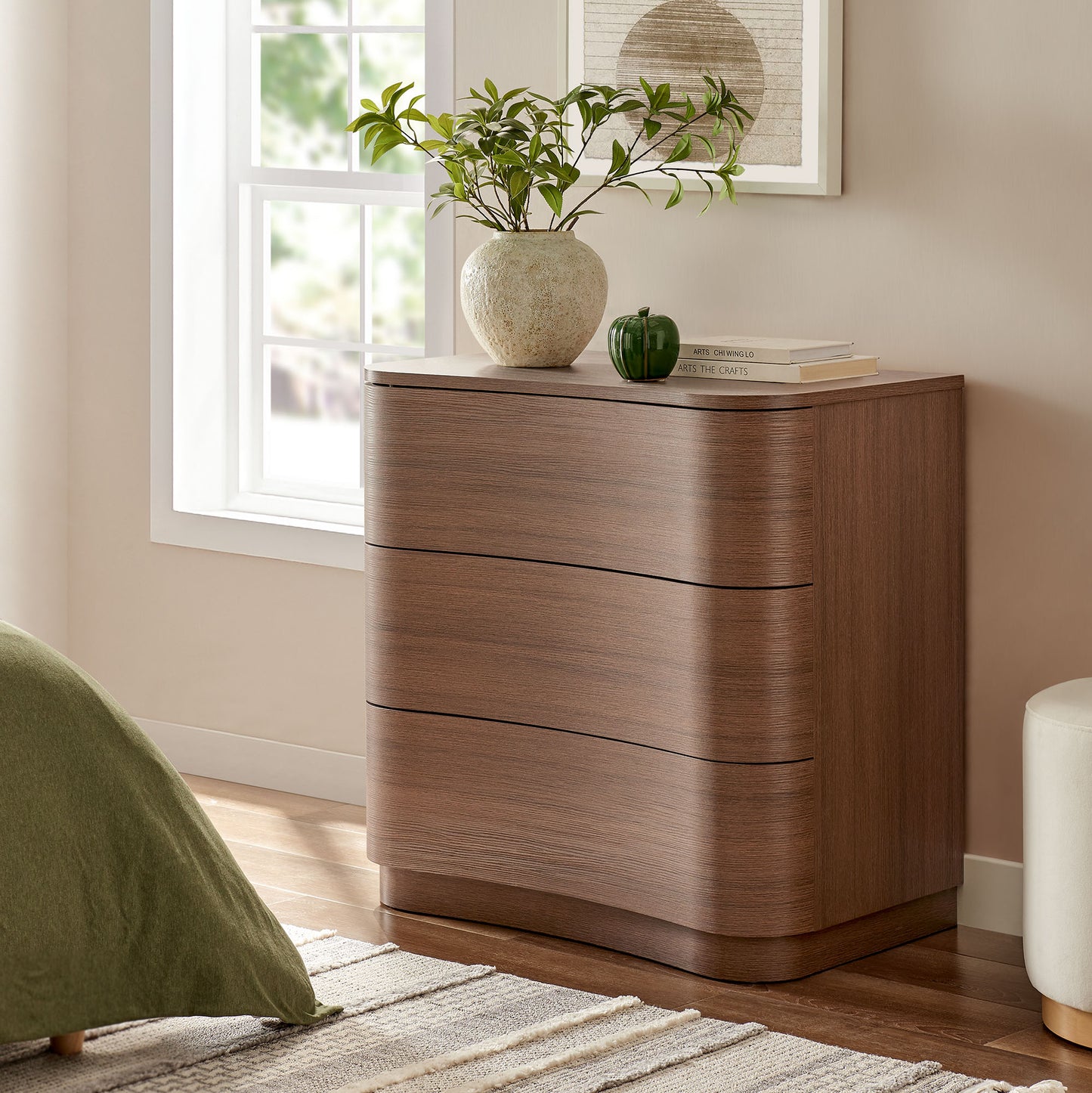 Mirae 3-Drawer Curved Compact Dresser by Modway MOD-7230 FredCo