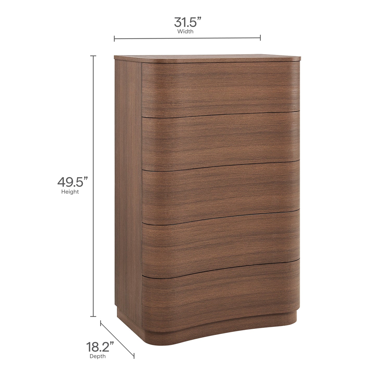 Mirae 5-Drawer Curved Dresser Chest of Drawers by Modway MOD-7231 FredCo