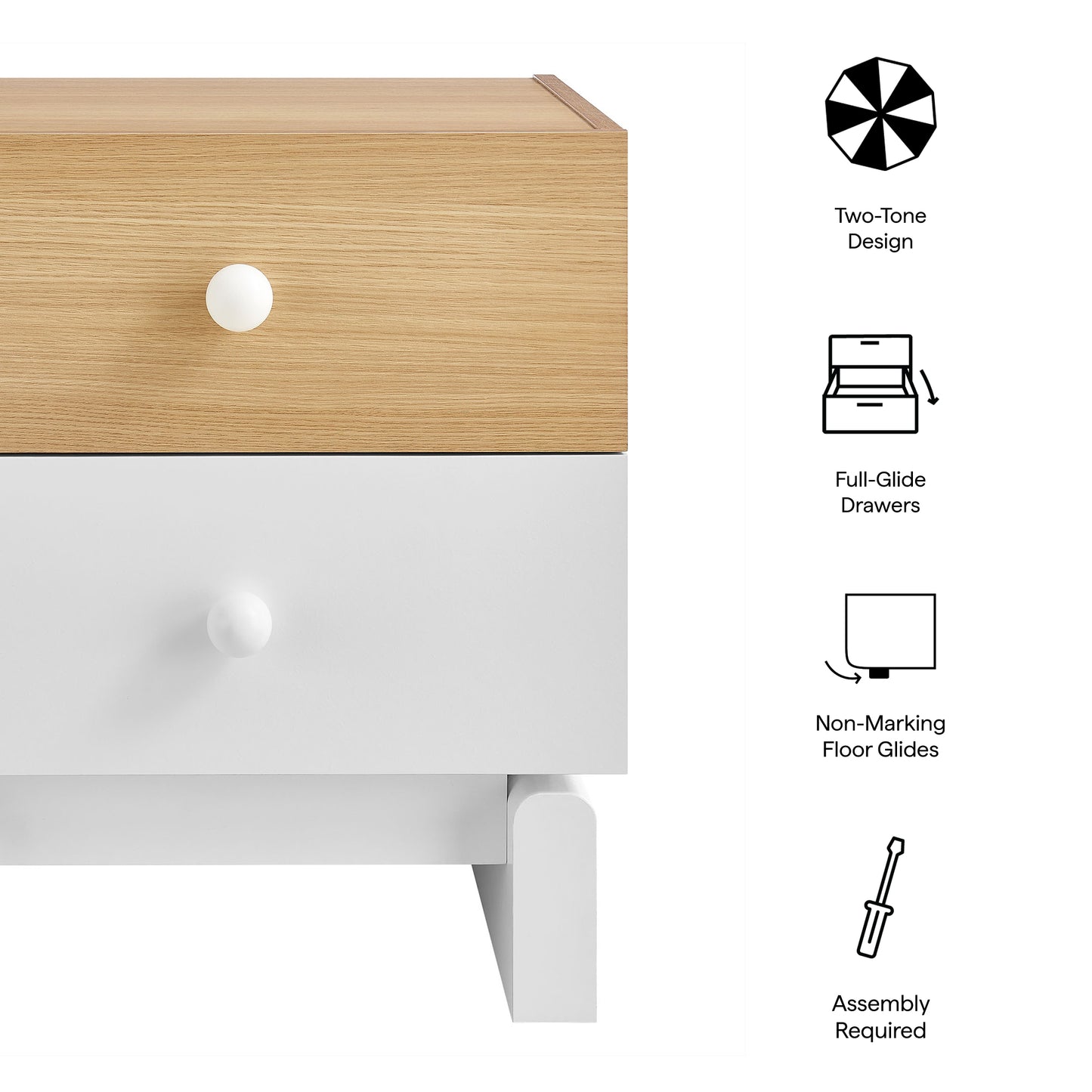 Nolia 2-Drawer Color Block Nightstand by Modway MOD-7238 FredCo