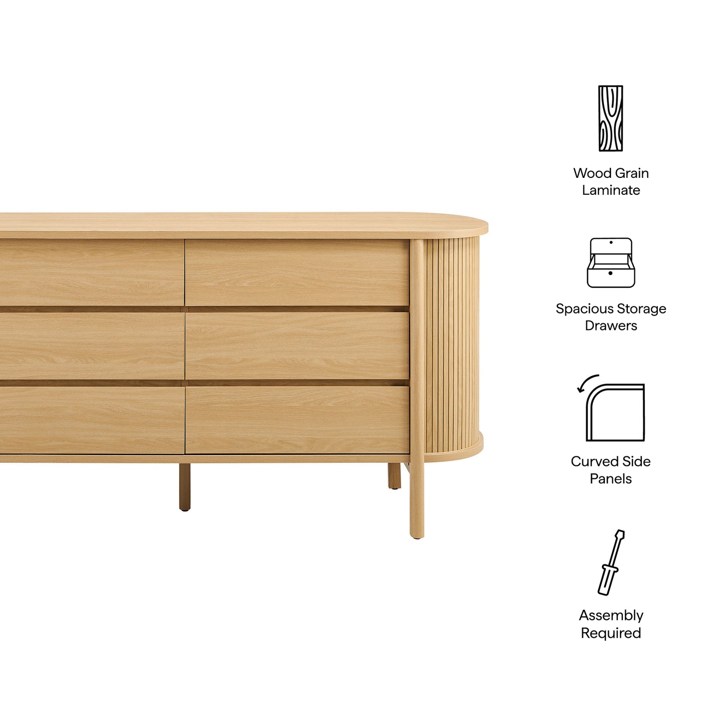Cadence 6-Drawer Curved Dresser by Modway MOD-7242 FredCo