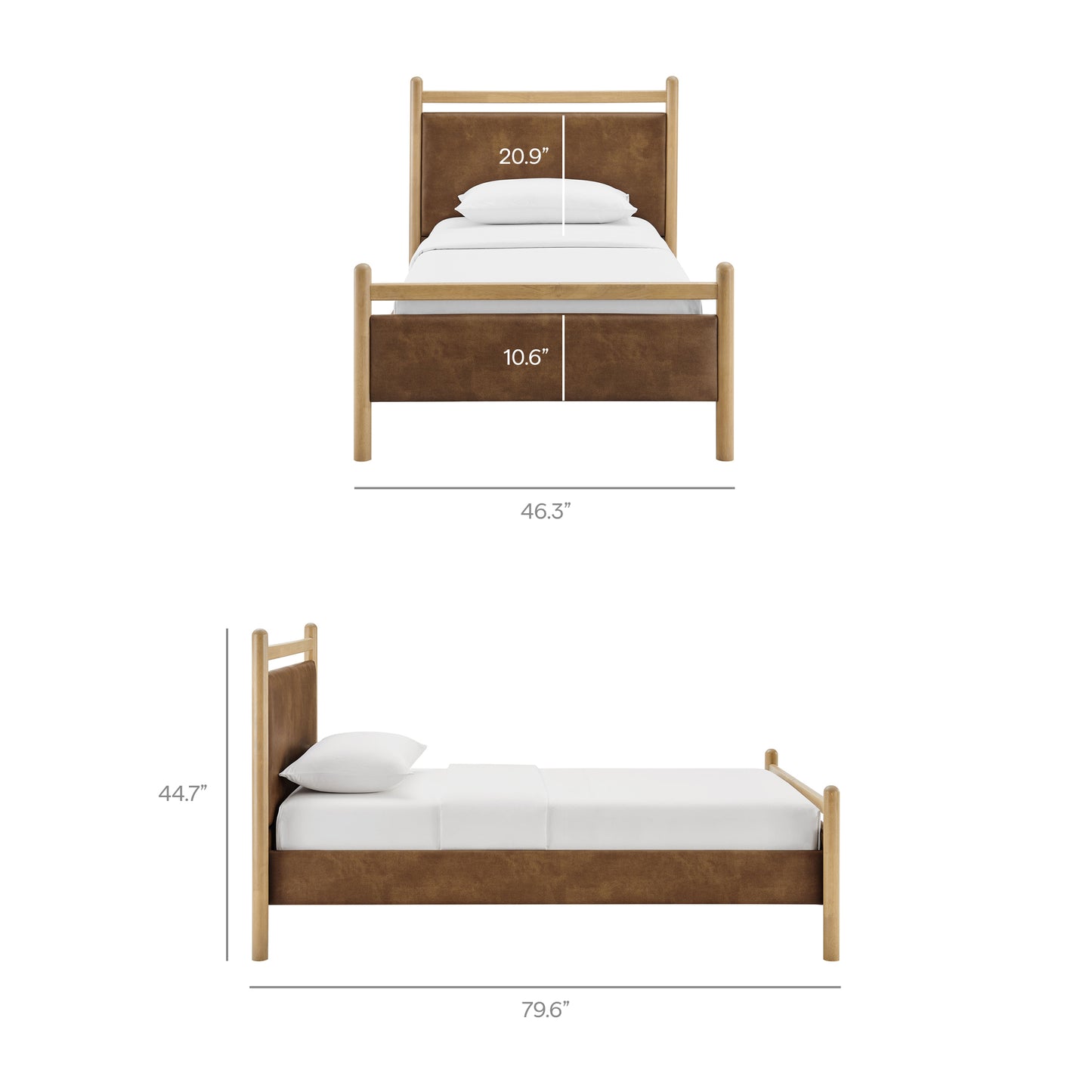 Ginny Twin Size Vegan Leather Platform Bed Frame by Modway MOD-7245