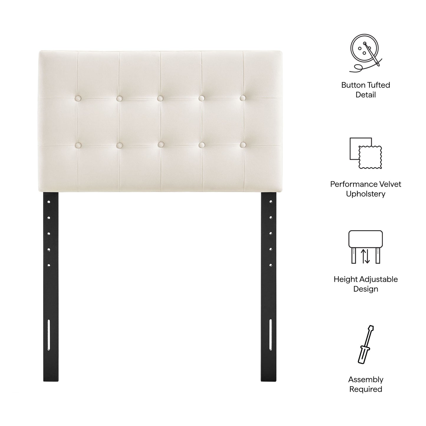 Emily Stain-Resistant Performance Velvet Twin Size Headboard by Modway MOD-7280