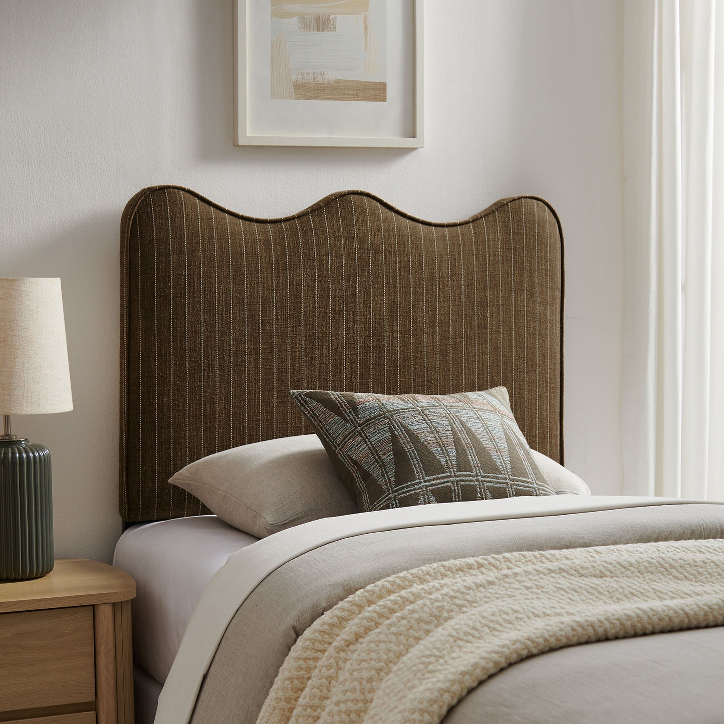 Athena Striped Fabric Upholstered Twin Size Headboard by Modway MOD-7290
