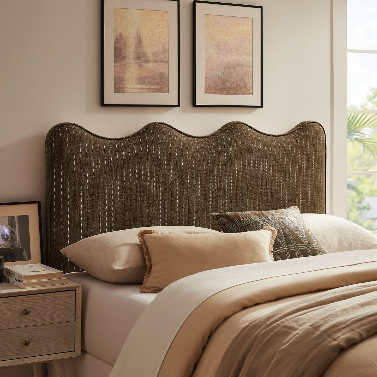 Athena Striped Fabric Upholstered Full Size Headboard by Modway MOD-7292