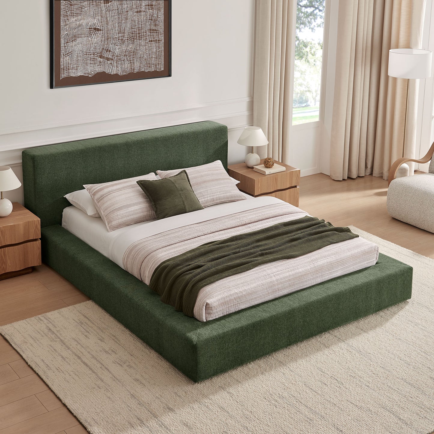 Luma Chenille Upholstered Queen Platform Bed Frame by Modway MOD-7307