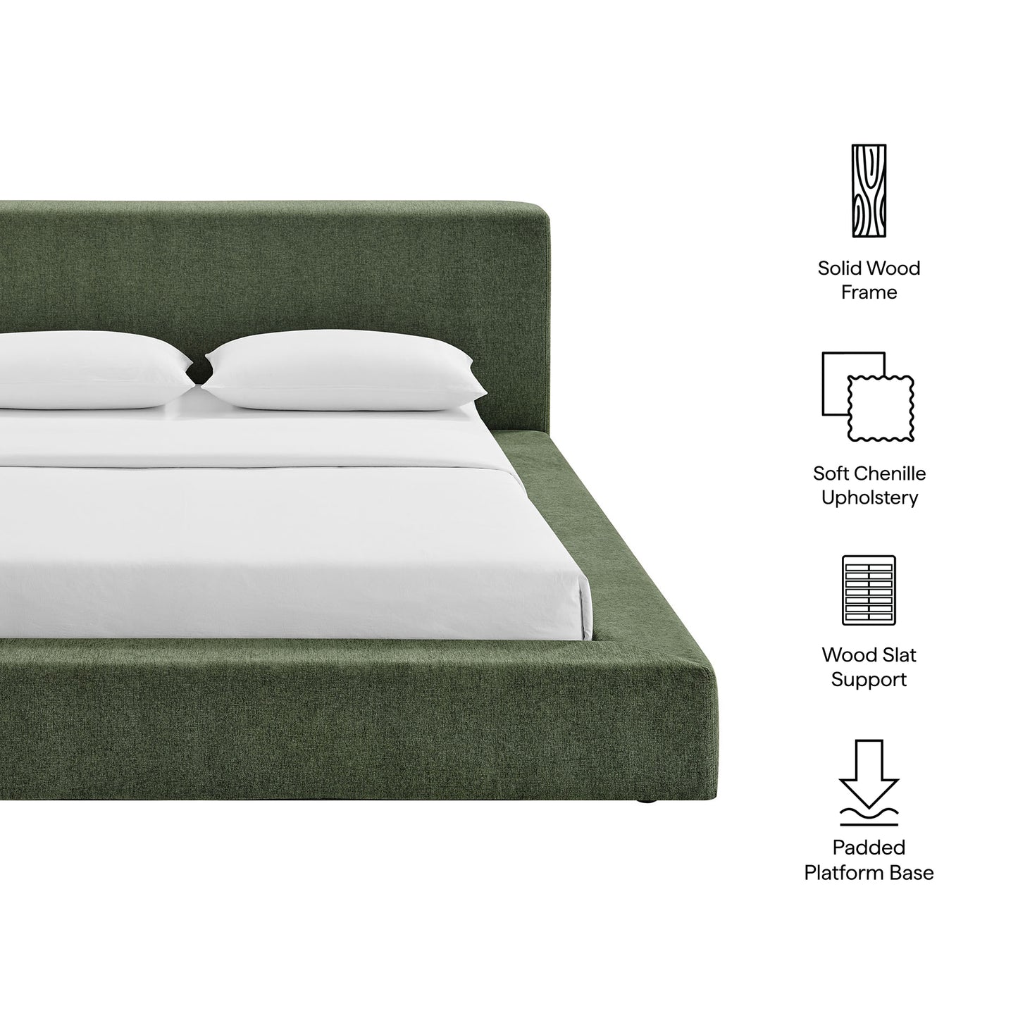 Luma Chenille Upholstered Queen Platform Bed Frame by Modway MOD-7307