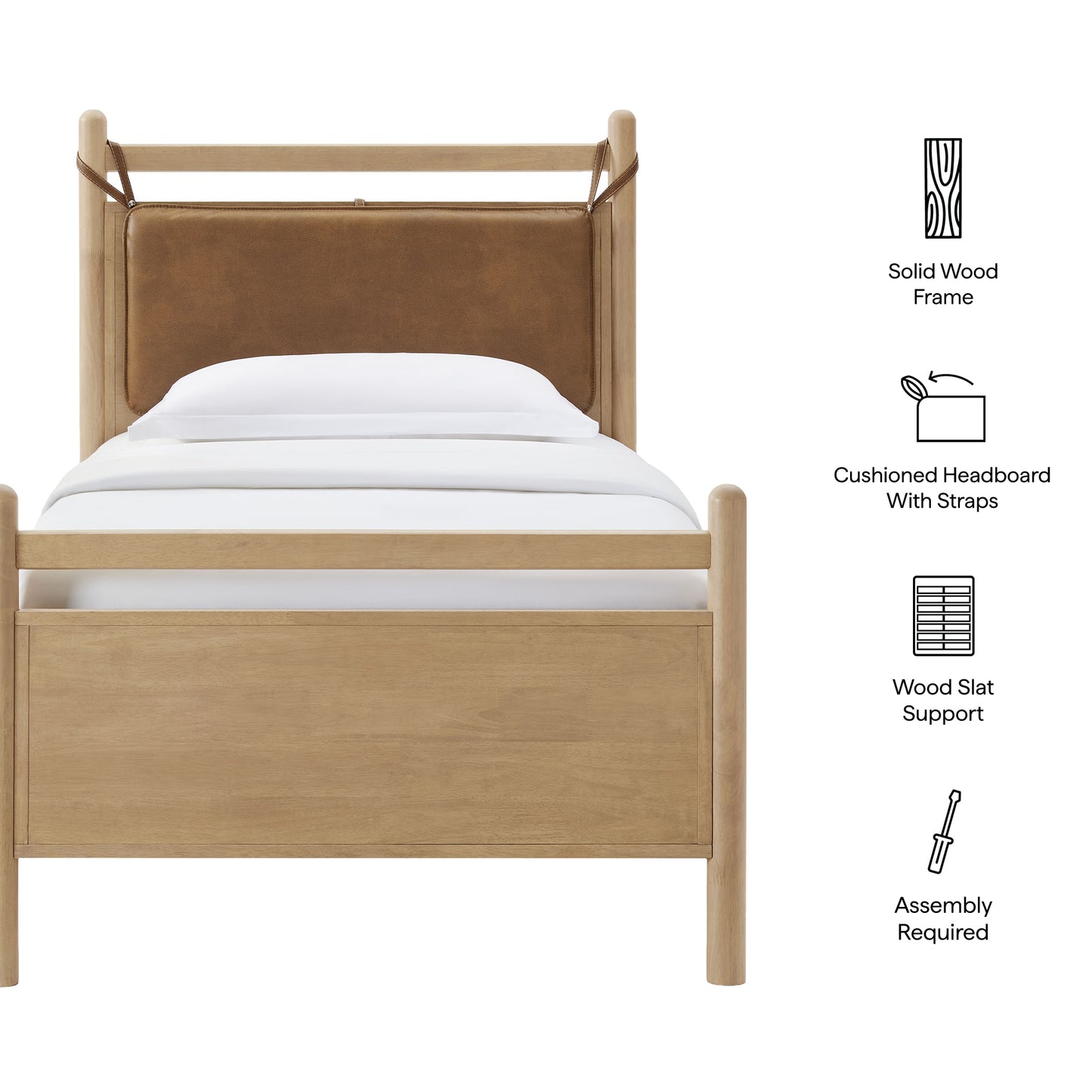 Leni Twin Size Vegan Leather and Wood Platform Bed Frame by Modway MOD-7310