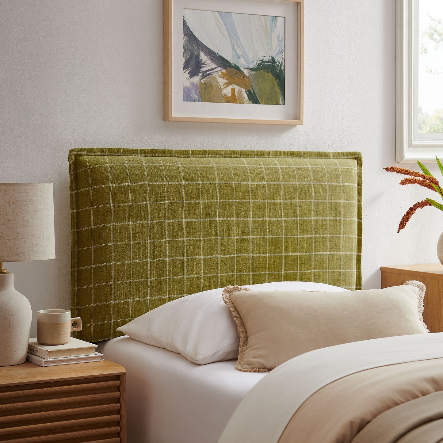 Camille Checkered Linen Blend Twin Size Headboard by Modway MOD-7319