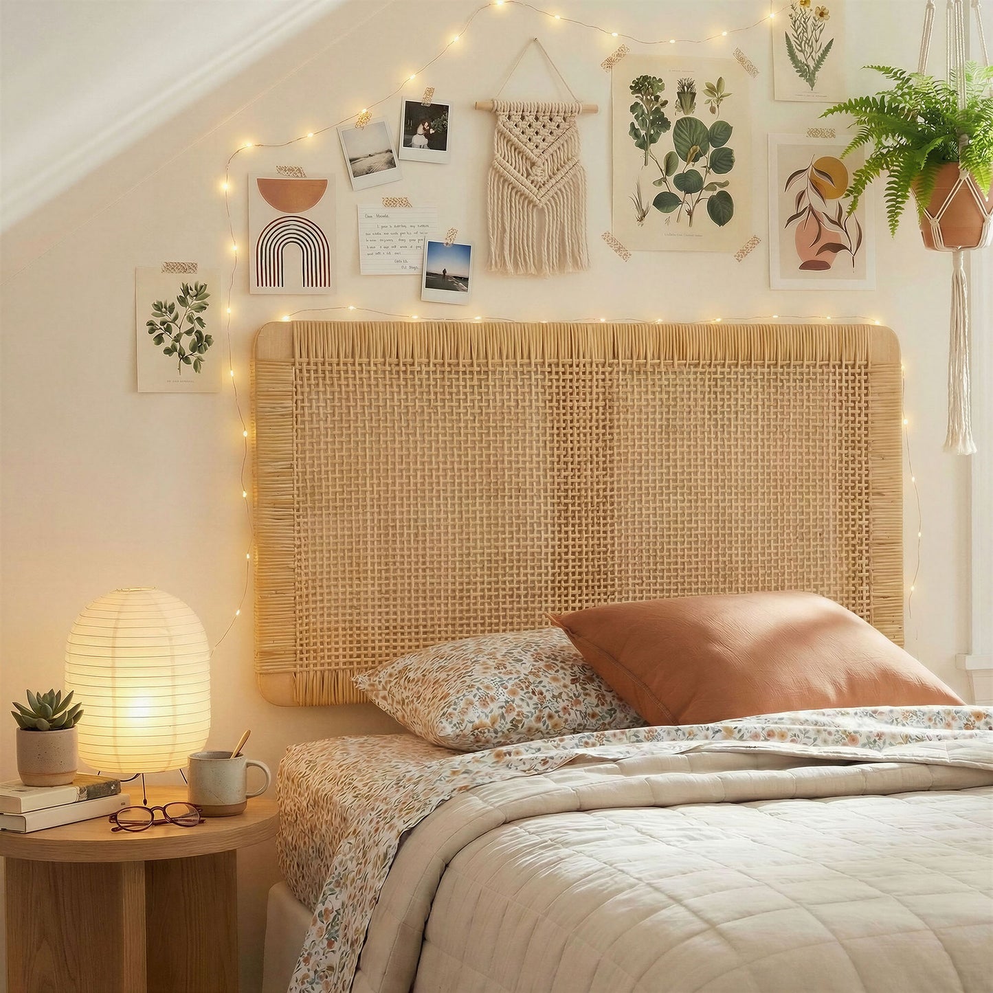 Sandy Wall Mounted Wood and Rattan Twin Size Headboard by Modway MOD-7337