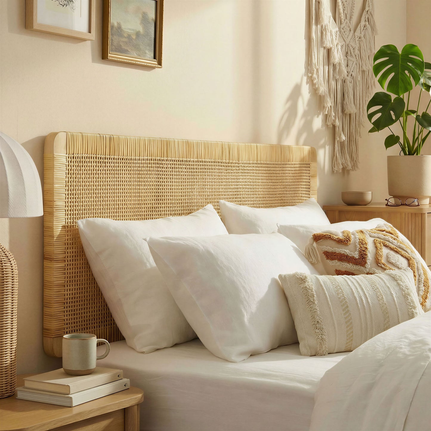 Sandy Wall Mounted Wood and Rattan King Size Headboard by Modway MOD-7340