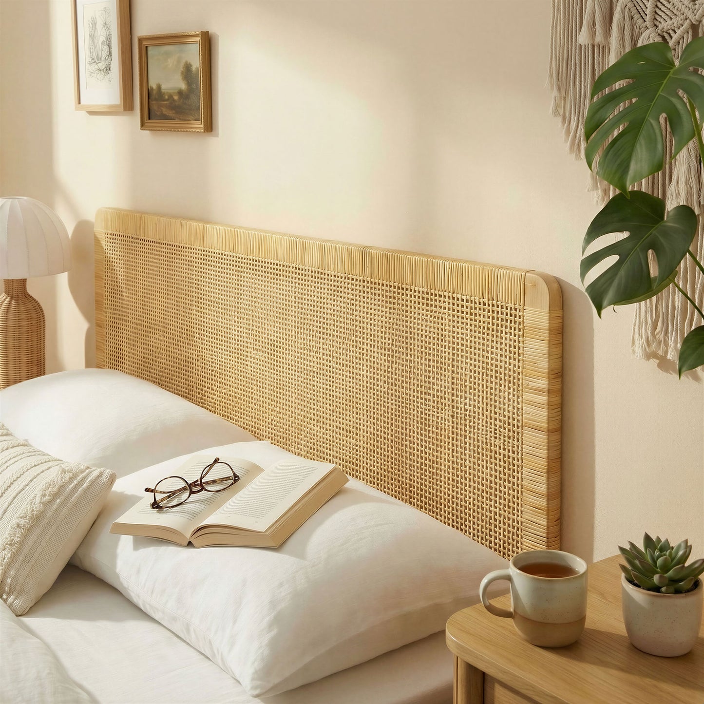 Sandy Wall Mounted Wood and Rattan King Size Headboard by Modway MOD-7340