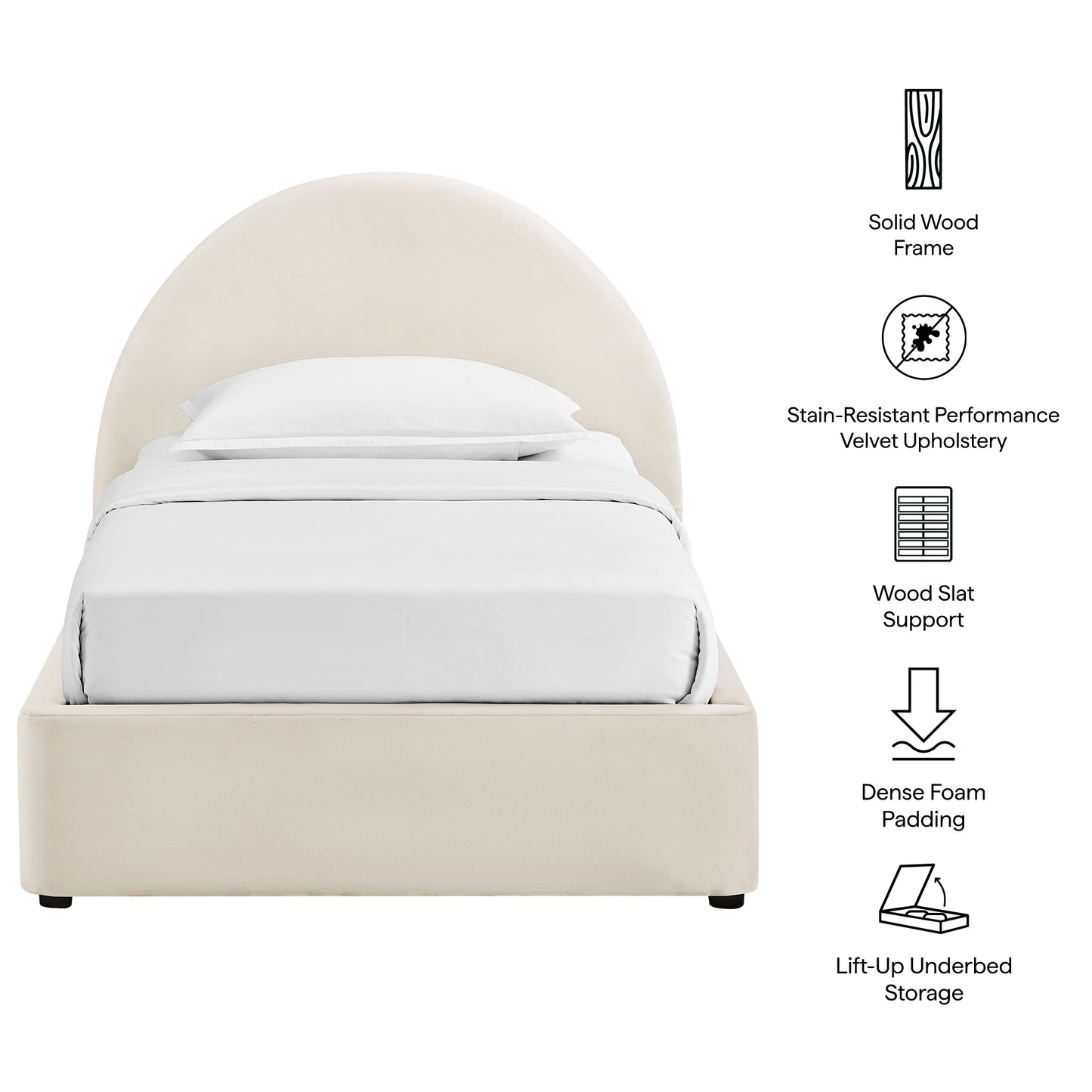 Resort Twin Arched Performance Velvet Storage Platform Bed Frame by Modway MOD-7343