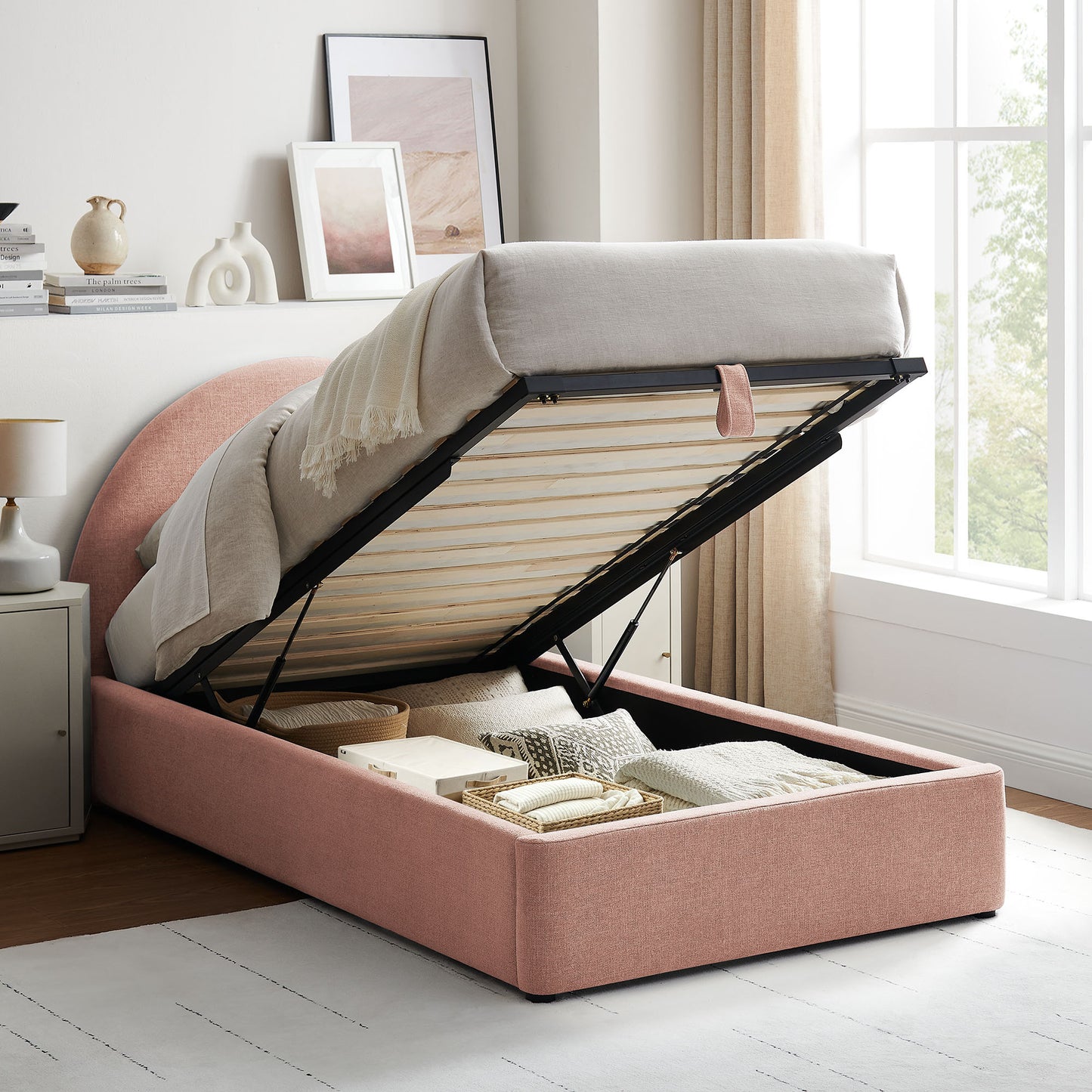 Resort Twin Arched Upholstered Fabric Storage Platform Bed Frame by Modway MOD-7344