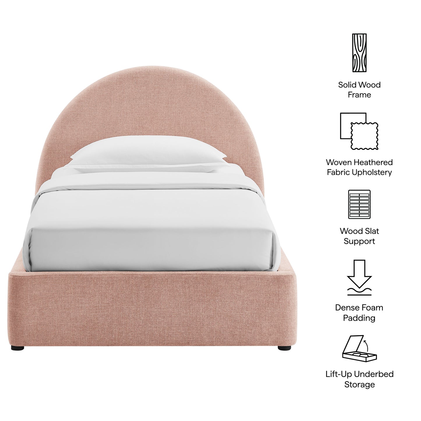Resort Twin Arched Upholstered Fabric Storage Platform Bed Frame by Modway MOD-7344