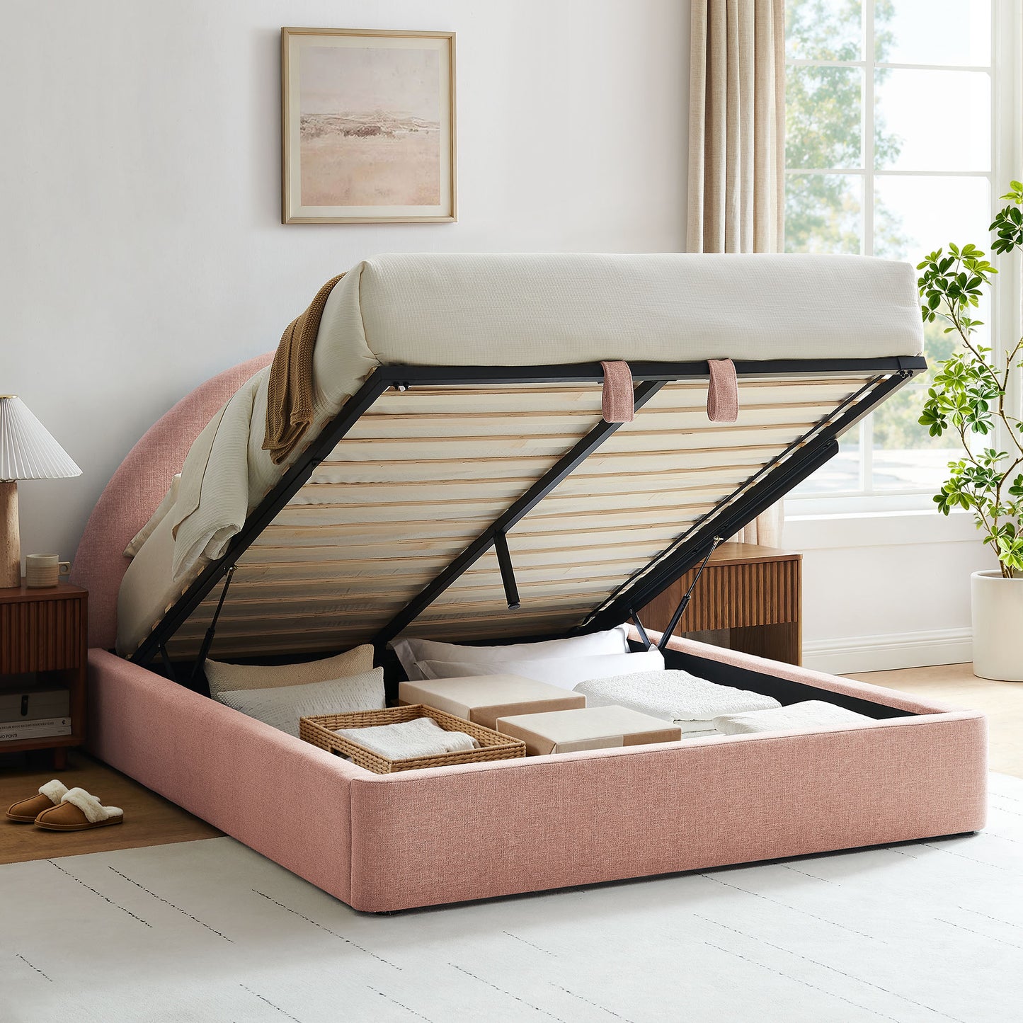 Resort King Arched Upholstered Fabric Storage Platform Bed Frame by Modway MOD-7350