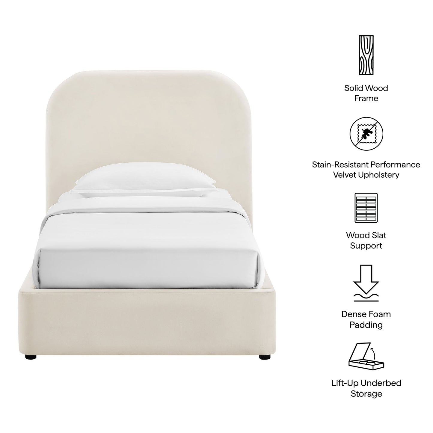 Keynote Twin Performance Velvet Storage Platform Bed Frame by Modway MOD-7351