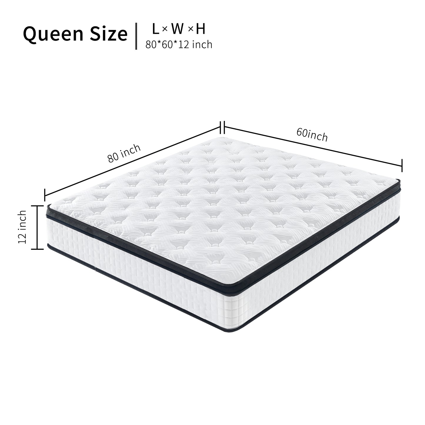 QUEEN Size 12 Inch Hybrid Mattress Individual Pocket Spring 7-Zoned Memory Foam