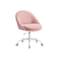 VASAGLE Swivel Vanity Chair with Back and Wheels in Teddy Fleece – Jelly Pink