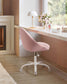 VASAGLE Swivel Vanity Chair with Back and Wheels in Teddy Fleece – Jelly Pink