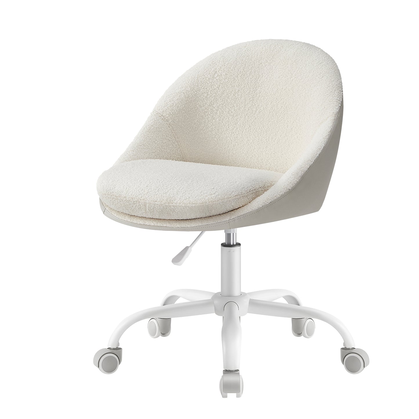 SONGMICS HOME Armless Vanity Chair, Adjustable Swivel – White and Beige