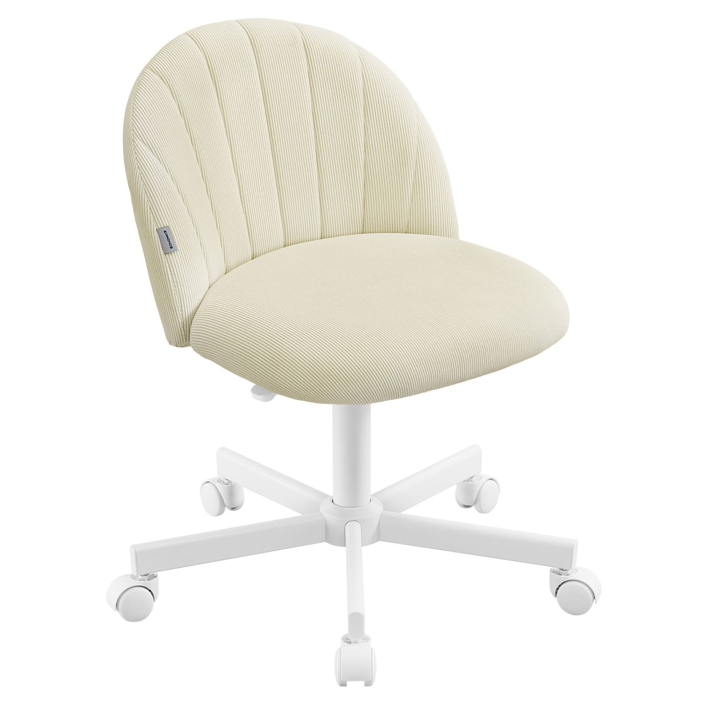 SONGMICS Corduroy Swivel Office Chair – Cream White