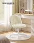 SONGMICS Corduroy Swivel Office Chair – Cream White