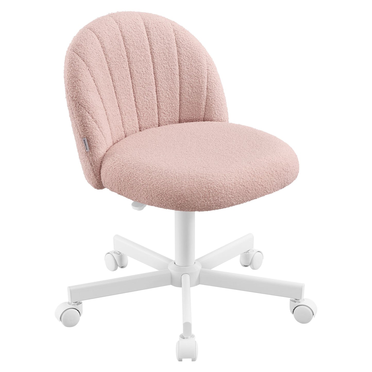 SONGMICS Fruit Pink Height Adjustable Swivel Vanity Chair with Teddy Fleece