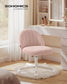 SONGMICS Fruit Pink Height Adjustable Swivel Vanity Chair with Teddy Fleece