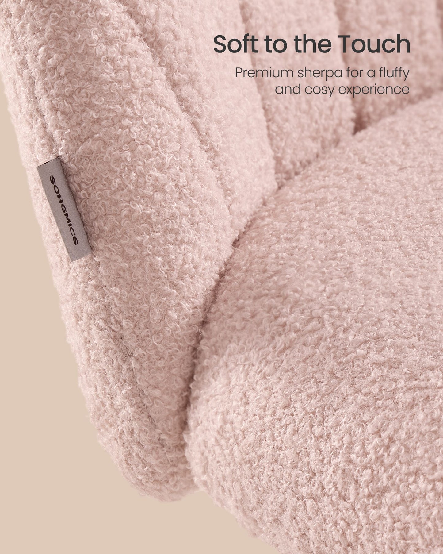 SONGMICS Fruit Pink Height Adjustable Swivel Vanity Chair with Teddy Fleece