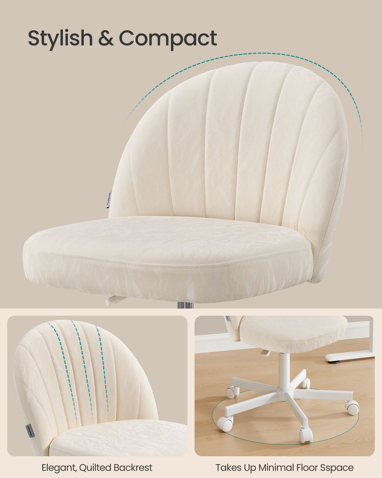 SONGMICS Office Chair – Cream White