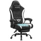 SONGMICS Ink Black and Cloud White Suede Gaming Chair with Footrest