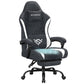 SONGMICS Gaming Chair, Ergonomic Computer Desk Chair with Footrest, Reclining Backrest – Charcoal Gray and Cloud White