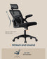 SONGMICS HOME Ergonomic Mesh Desk Chair with Flip-Up Armrests and Headrest | Computer Office Chair in Ink Black