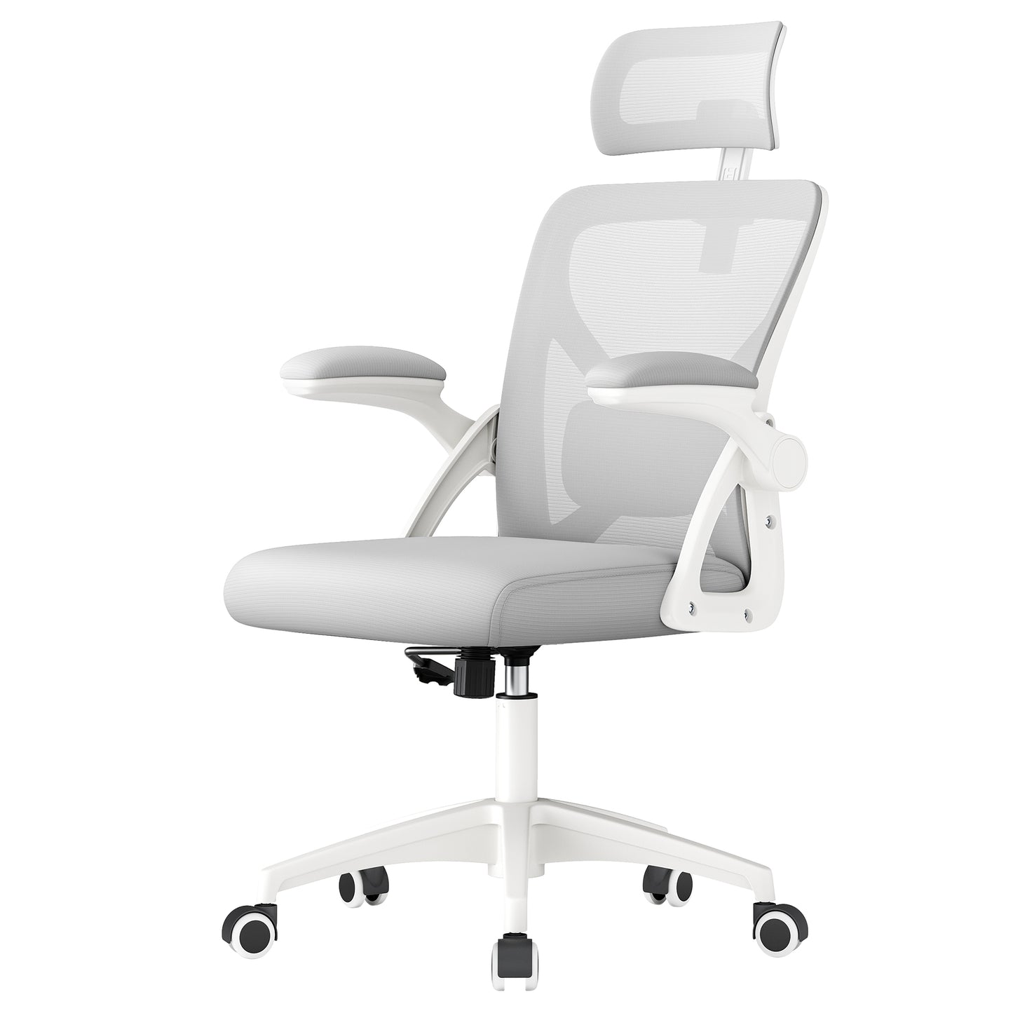 SONGMICS HOME Ergonomic Mesh Desk Chair with Flip-Up Armrests and Headrest | Computer Office Chair in Dove Gray