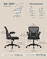 SONGMICS HOME Ergonomic Mesh Desk Chair with Flip-Up Armrests | Computer Office Chair in Ink Black