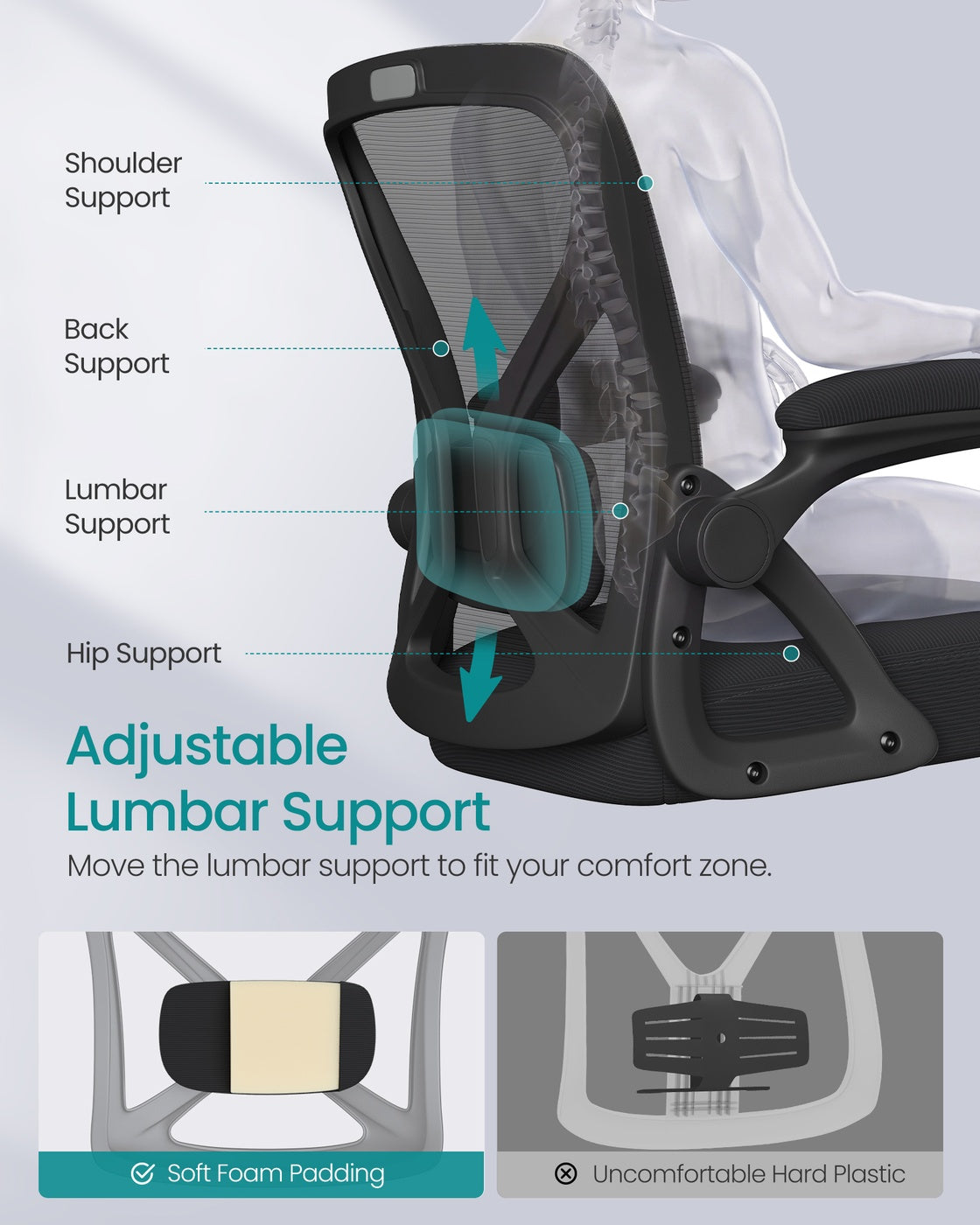 SONGMICS Drafting Chair Ergonomic Tall Office Chair for Standing Desk Mesh Back – Ink Black