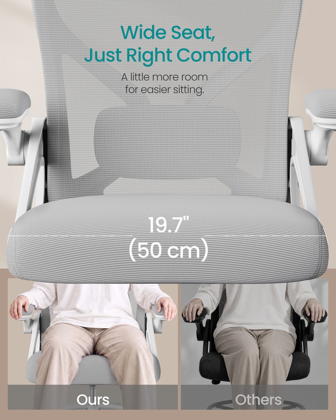 SONGMICS Drafting Chair Ergonomic Tall Office Chair for Standing Desk Mesh Back – Dove Gray