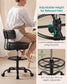 SONGMICS Drafting Chair with Backrest, Height Rolling Stool – All Black