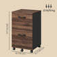 VASAGLE 2-Drawer File Cabinet, Small Rolling Filing Cabinet Printer Stand, for A4 – Natural Walnut, Ink Black