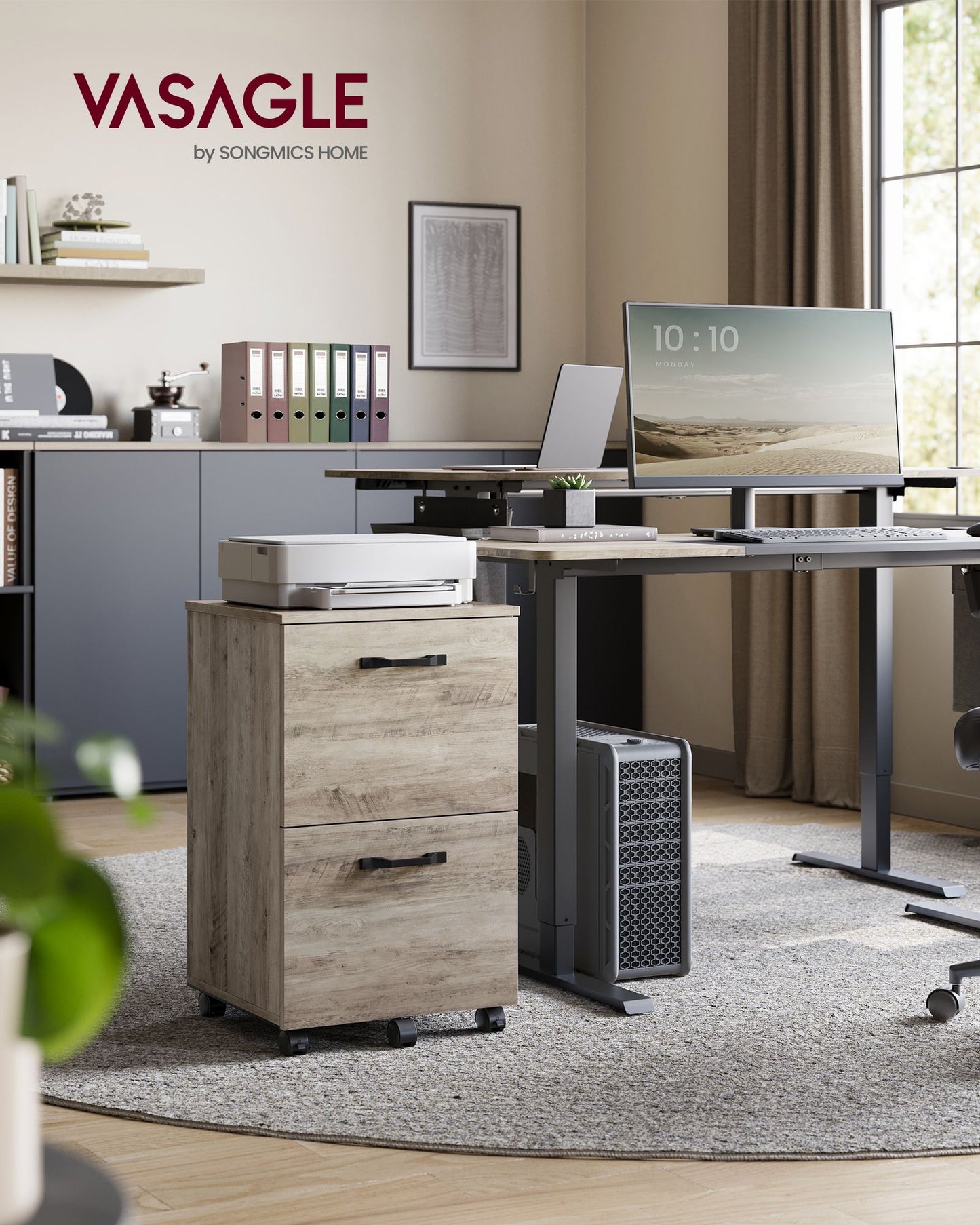 VASAGLE 2-Drawer File Cabinet, Small Rolling Filing Cabinet for Home Office, Heather Greige