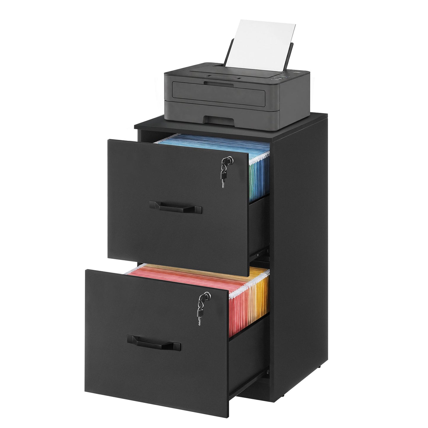 VASAGLE 2 Drawer File Cabinet with Locks, for A4 – Ink Black