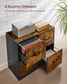 VASAGLE 4 Drawer File Cabinet with Lock, Rustic Brown and Black