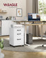 VASAGLE Mobile File Cabinet, 3 Drawers Filing Cabinet with Wheels, Cloud White